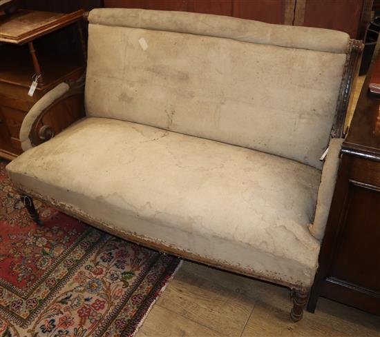 A Victorian French carved scroll arm settee W.133cm